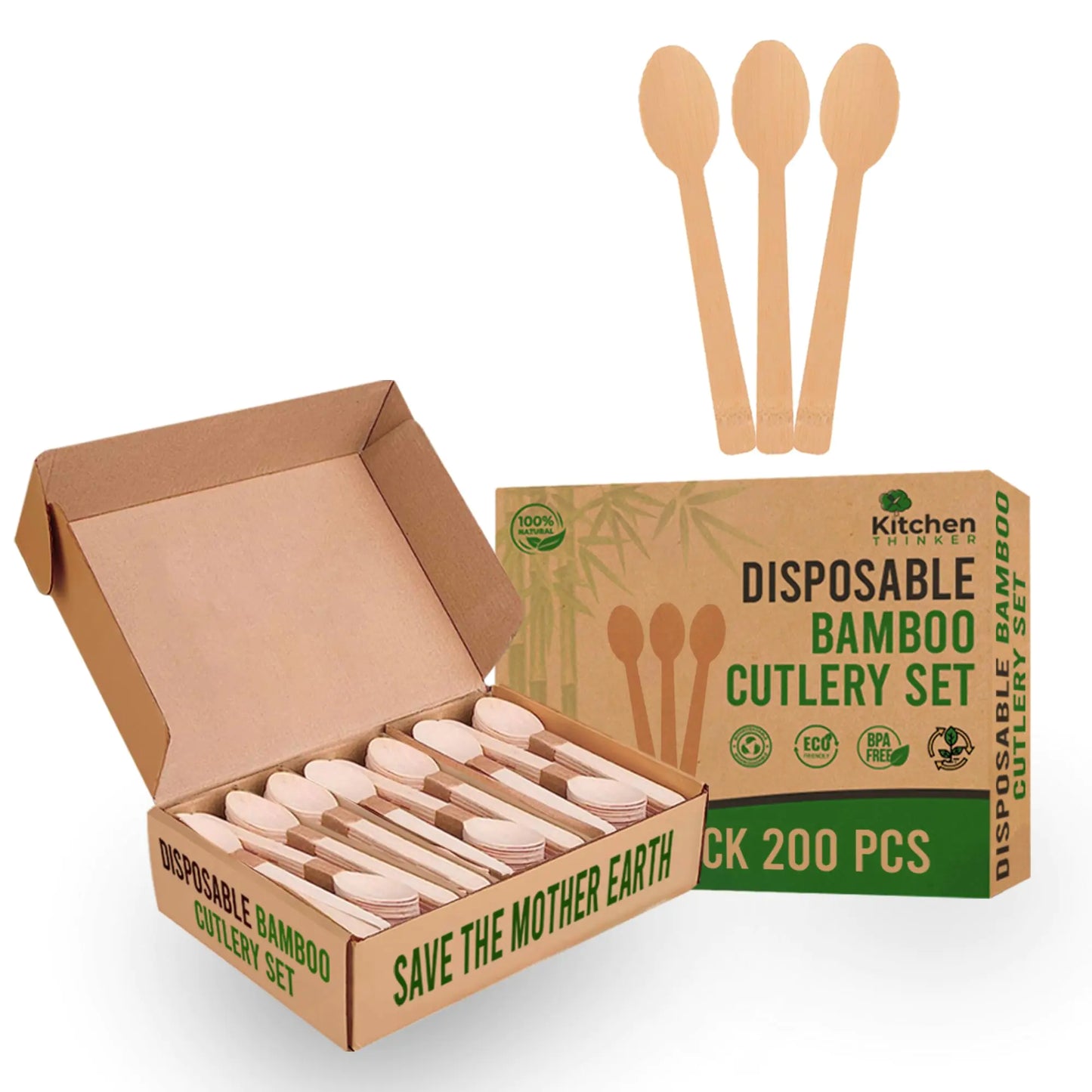 Bamboo Spoons – 200 Pack