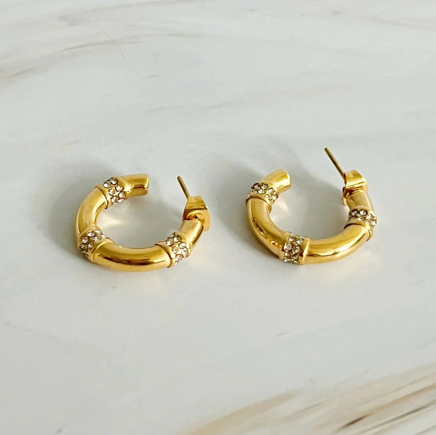 Bamboo Sparkle Hoop Earrings