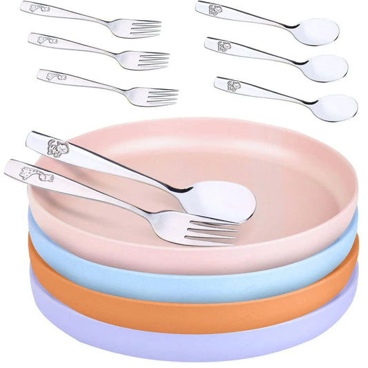 Bamboo Plates for Kids and Toddlers – 12 Pack