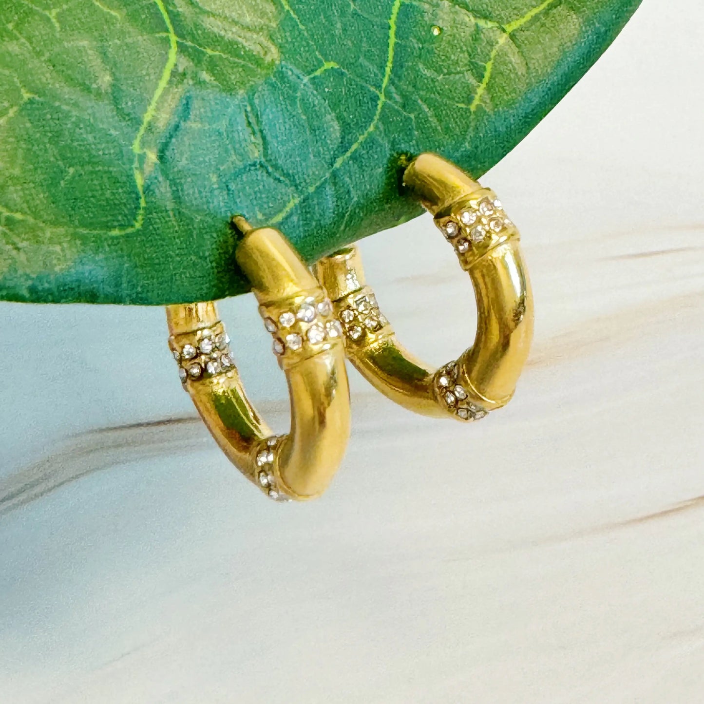 Bamboo Sparkle Hoop Earrings