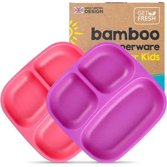 Bamboo Kids Divided Plates Set – 2-Pack